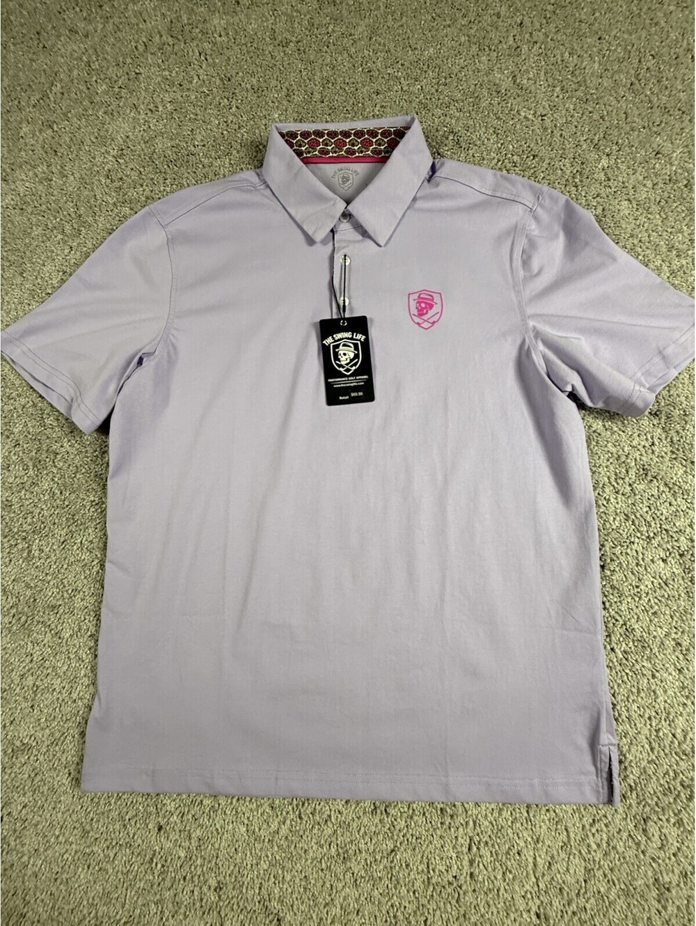 NWT The Swing Life Men’s L Golf Polo Premium Quality Cotton $69 Retail Purple
